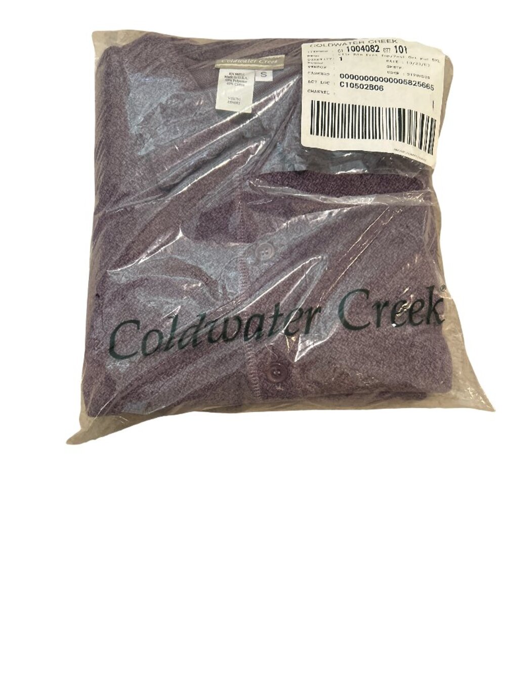 Coldwater Creek Vintage 2002 Lounge Set Womens Small Purple Button Top Pants USA